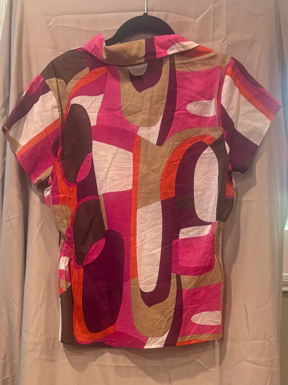 George Pink Multi-Color Abstract Short Sleeve Button-Down Shirt - Picture 2 of 2